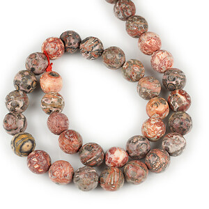 Margele Red Leopard Skin Jasper sfere fatetate 10mm (sirag)