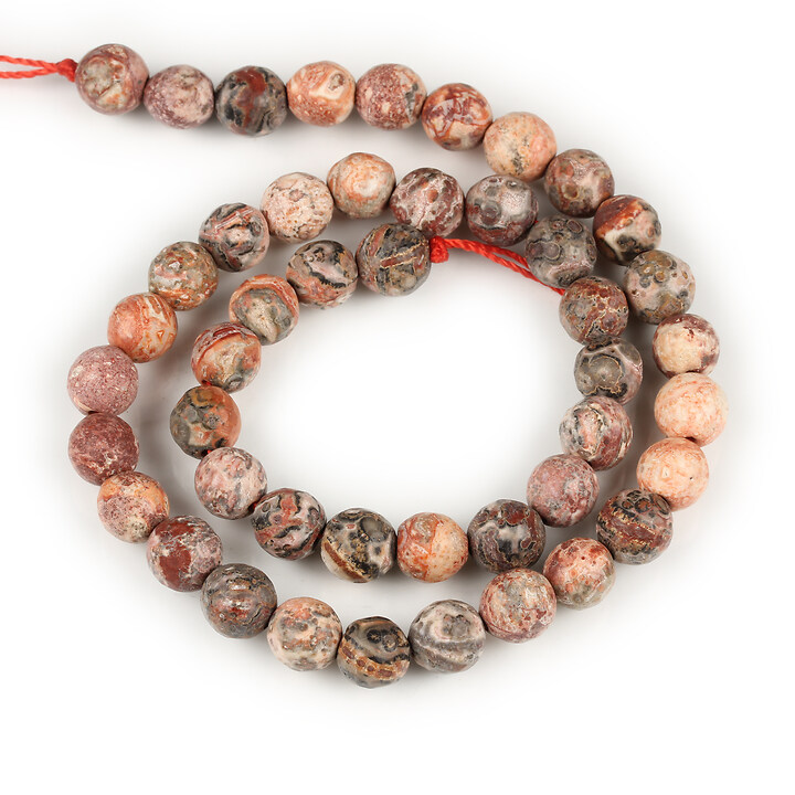 Margele Red Leopard Skin Jasper sfere fatetate 8mm (sirag)