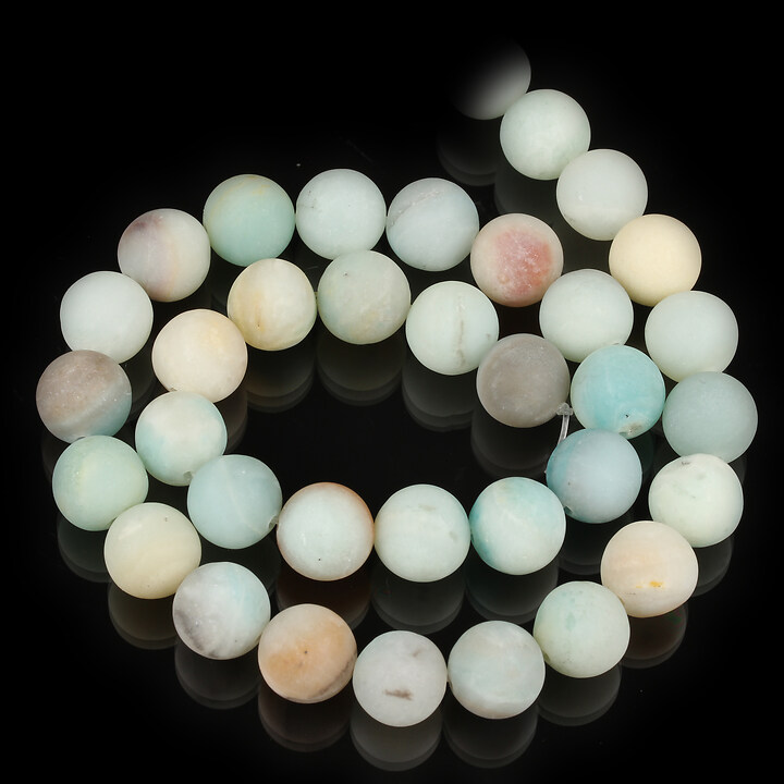 Margele flower amazonite frosted (mat) sfere 10mm (sirag)