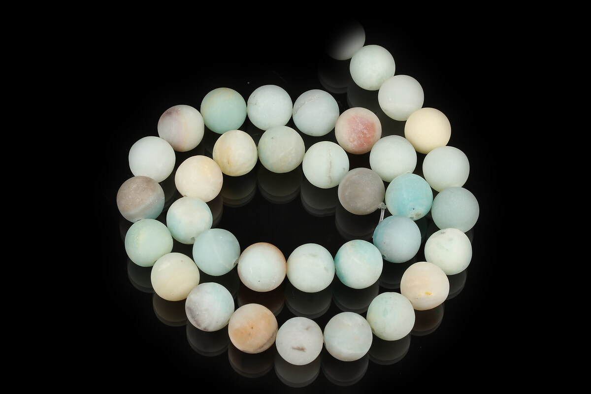 Margele flower amazonite frosted (mat) sfere 10mm (sirag)