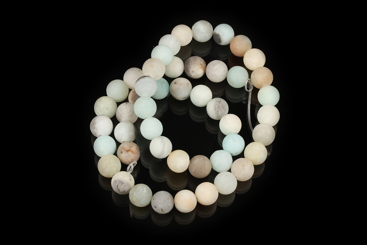 Margele flower amazonite frosted (mat) sfere 8mm (sirag)