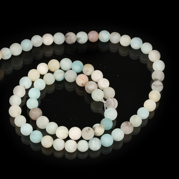 Margele flower amazonite frosted (mat) sfere 6mm (sirag)