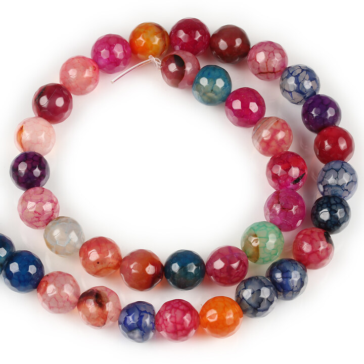 Margele fire agate sfere fatetate 10mm (sirag) - mix