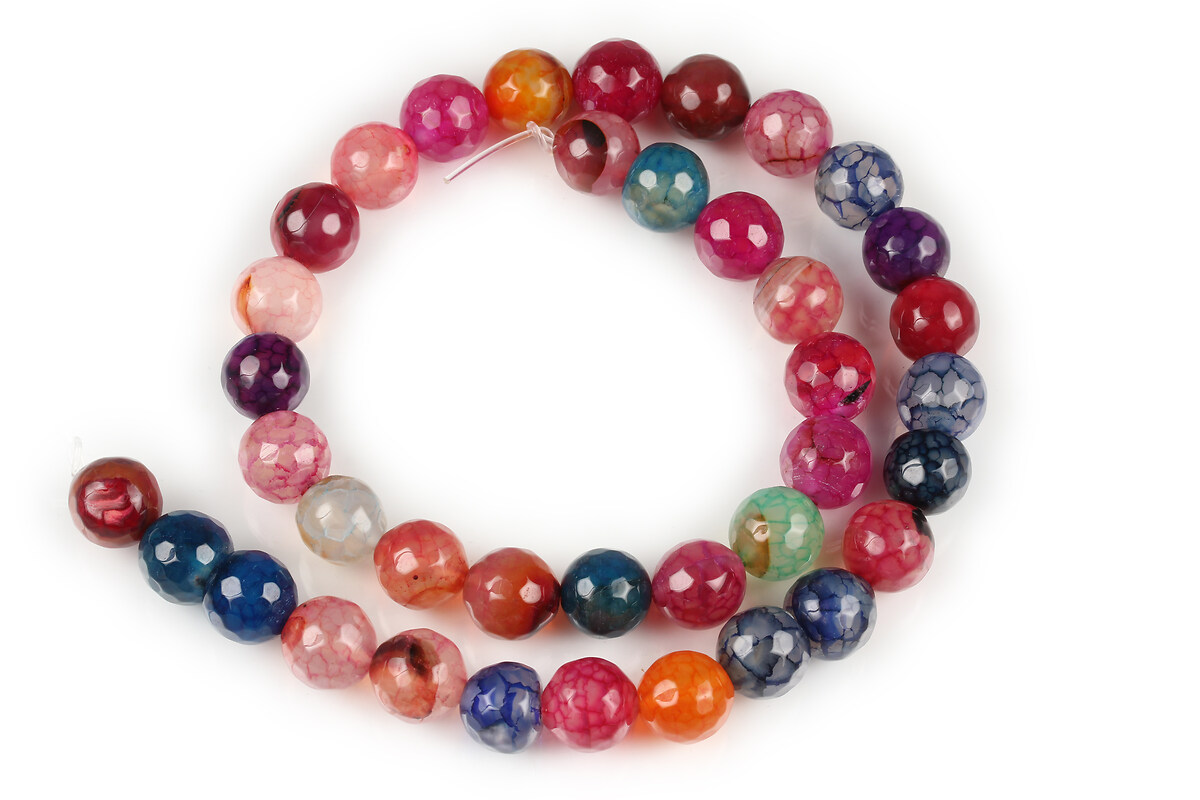 Margele fire agate sfere fatetate 10mm (sirag) - mix