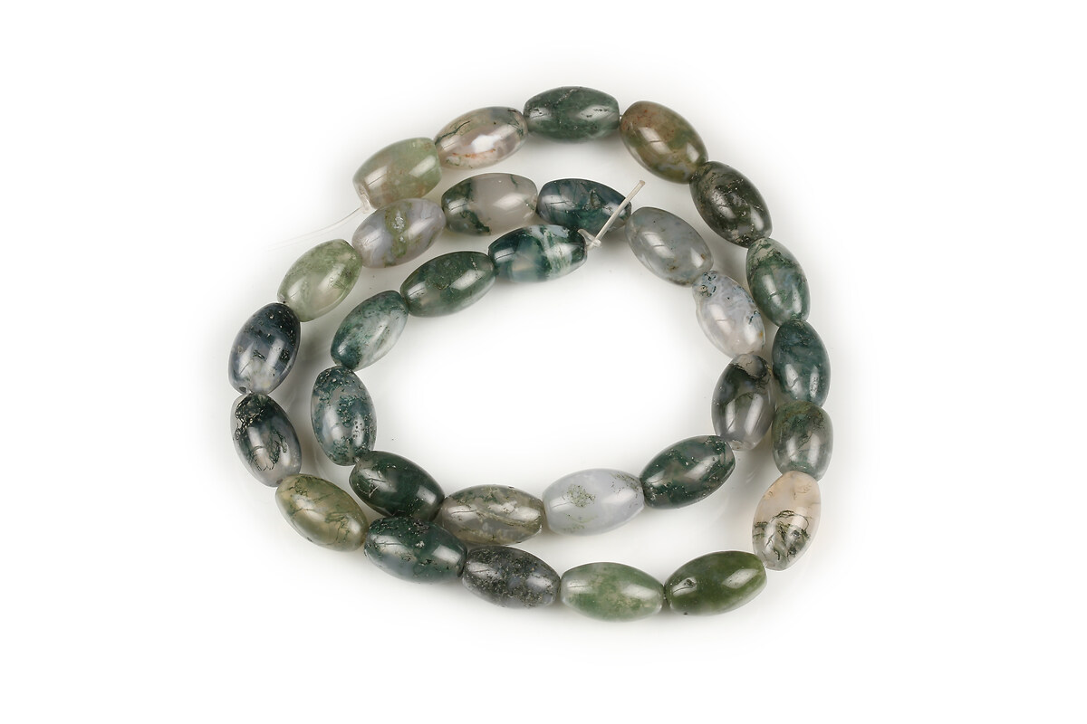 Margele moss agate aprox. 12x8mm (sirag)