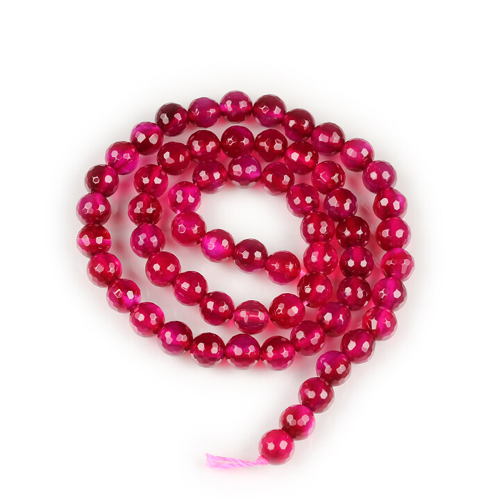 Margele agate sfere fatetate 6mm (sirag) - fucsia