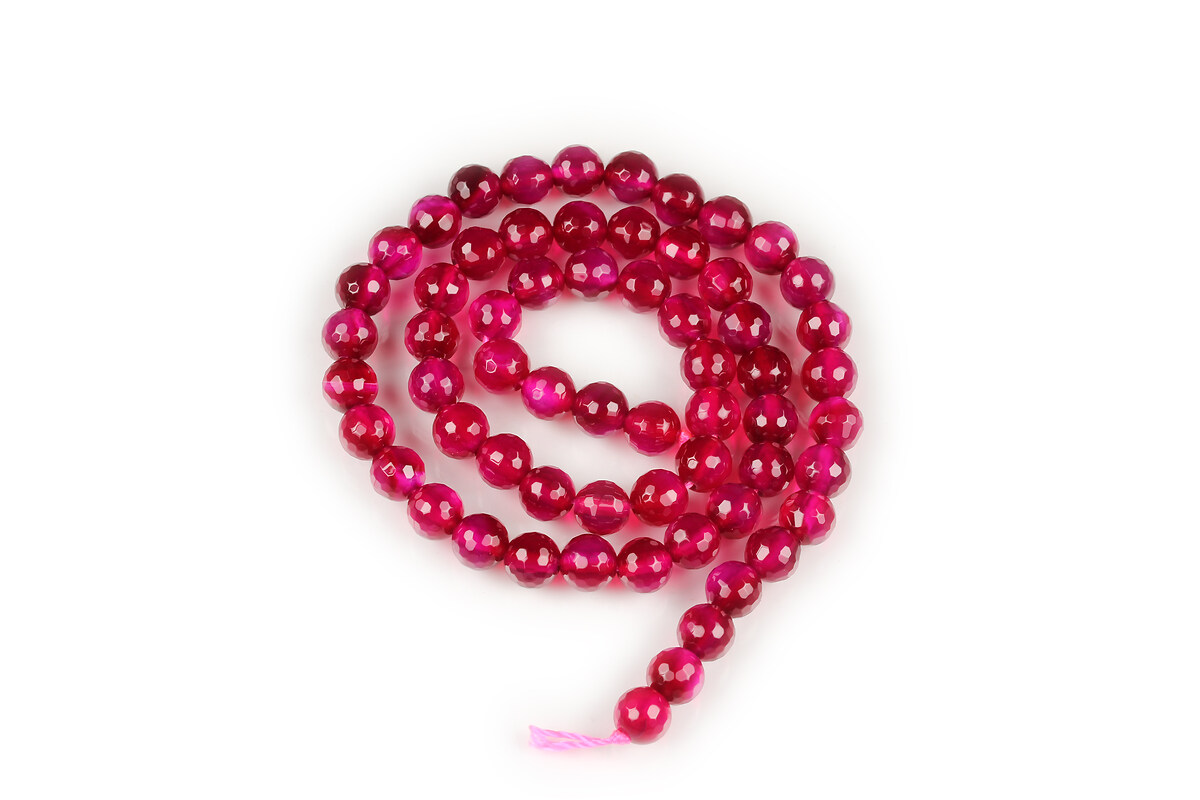 Margele agate sfere fatetate 6mm (sirag) - fucsia