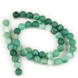 Margele agate striped frosted (mat) sfere 8mm (sirag) - verde