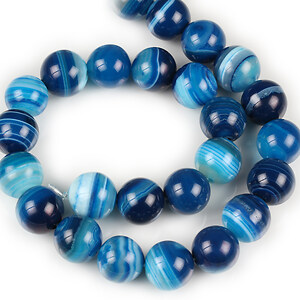 Margele agate striped sfere 14mm (sirag) - albastru