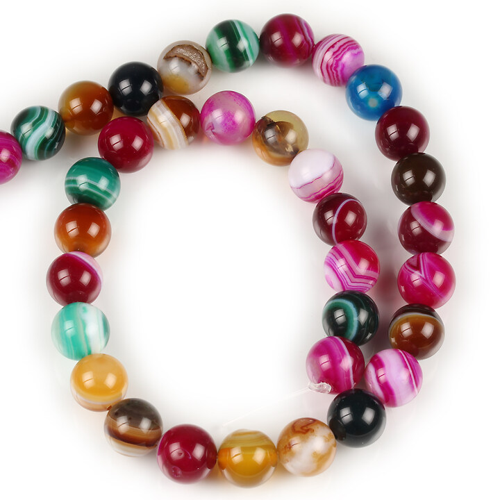 Margele agate striped sfere 10mm (sirag) - mix