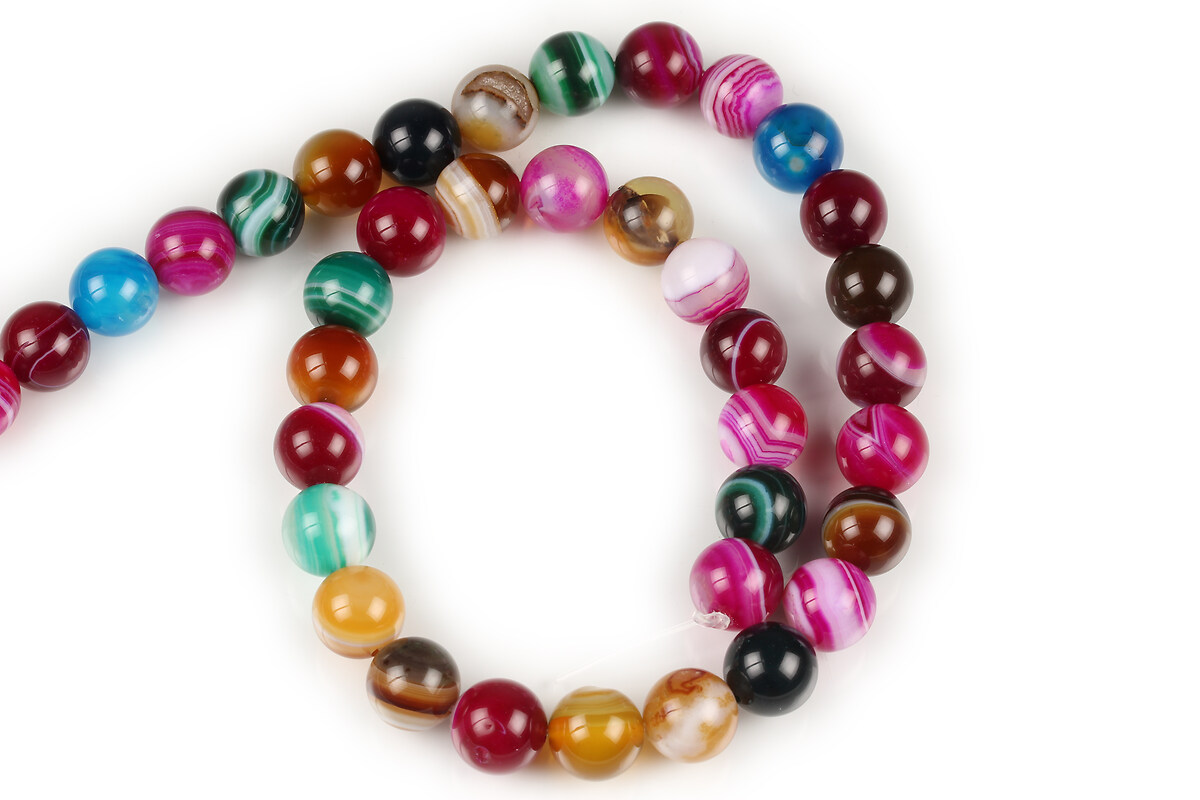 Margele agate striped sfere 10mm (sirag) - mix