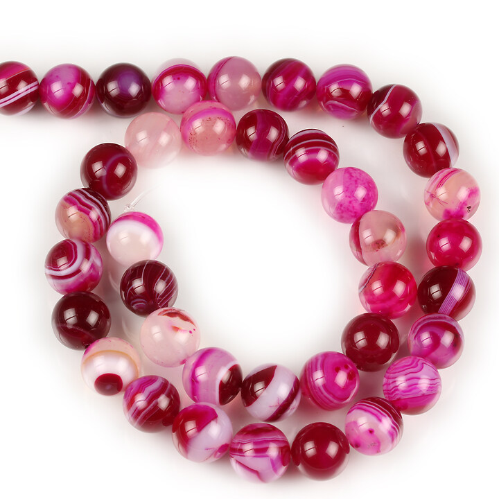 Margele agate striped sfere 10mm (sirag) - fucsia