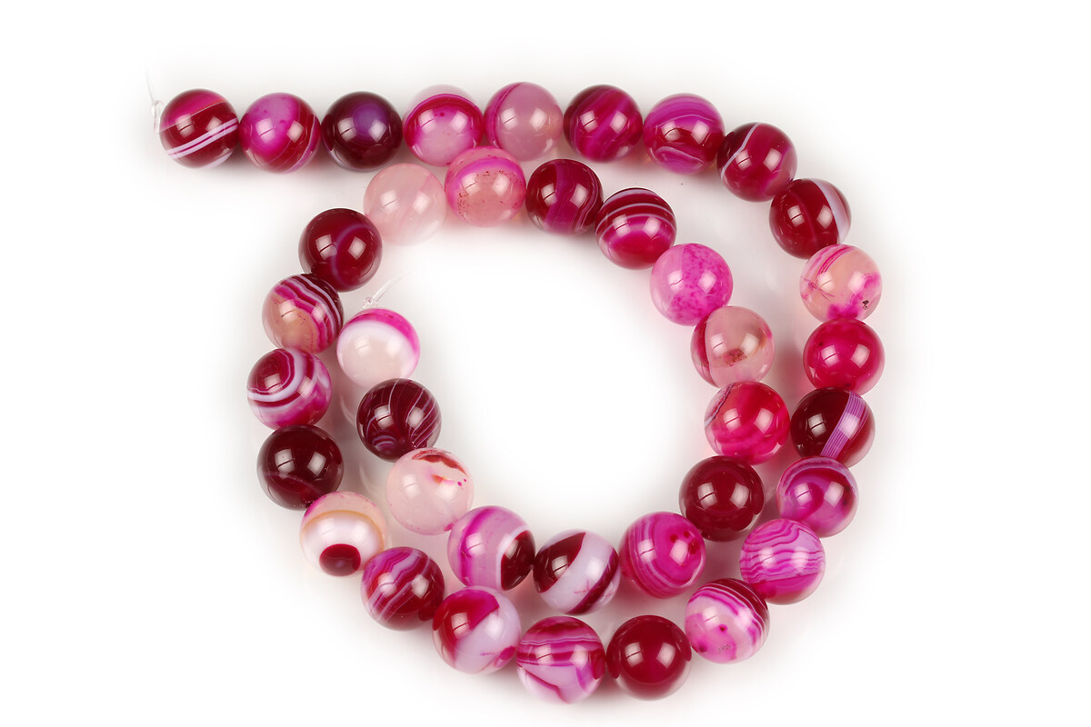 Margele agate striped sfere 10mm (sirag) - fucsia