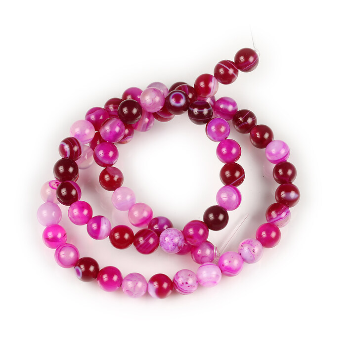 Margele agate striped sfere 6mm (sirag) - fucsia