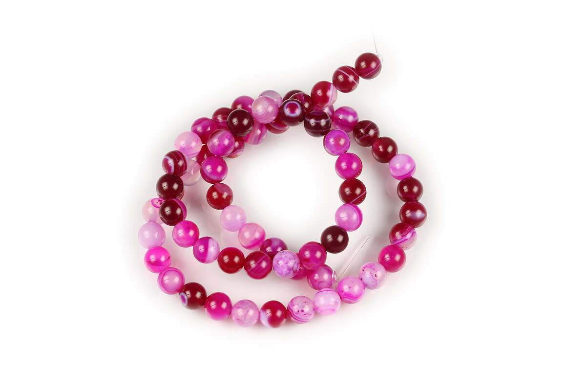 Margele agate striped sfere 6mm (sirag) - fucsia