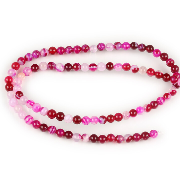 Margele agate striped sfere 4mm (sirag) - fucsia