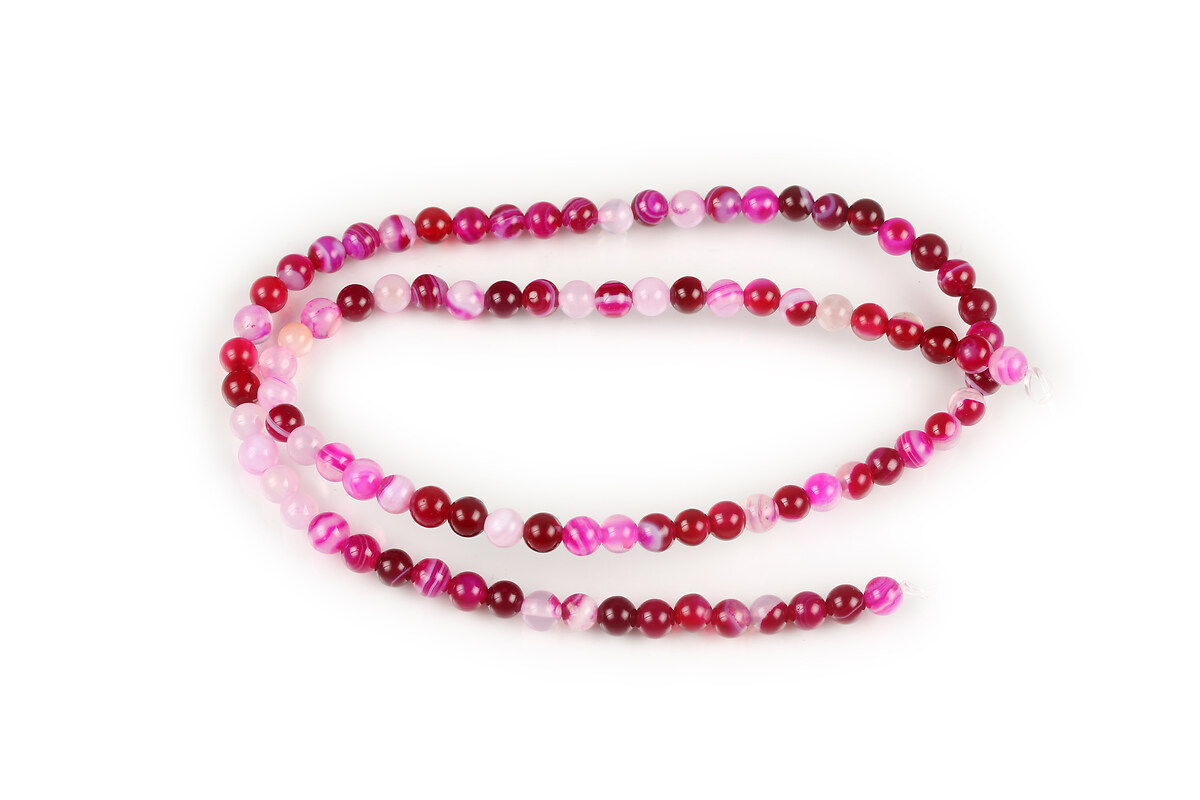 Margele agate striped sfere 4mm (sirag) - fucsia