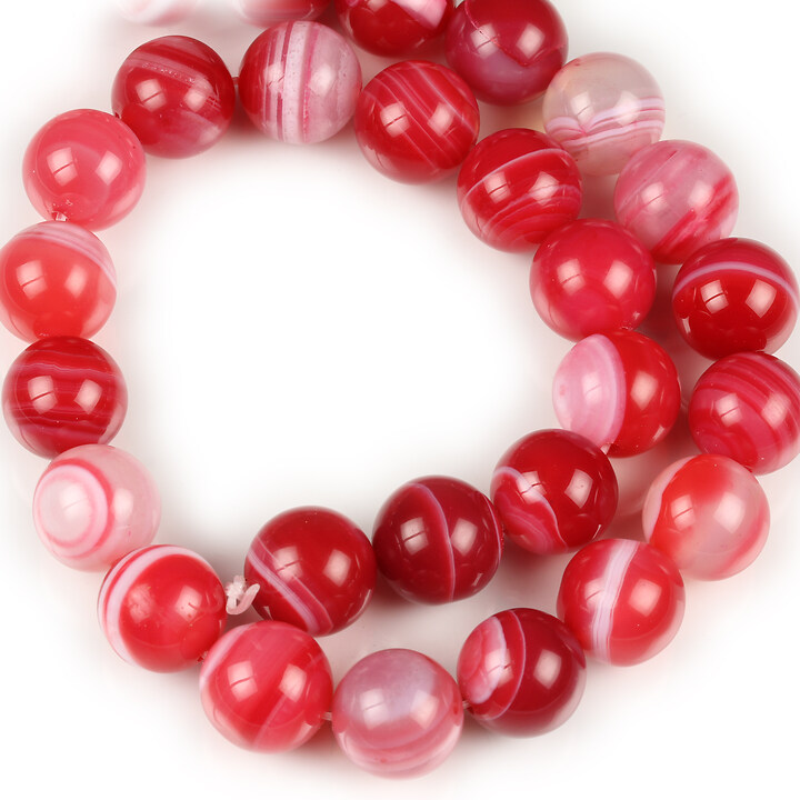 Margele agate striped sfere 14mm (sirag) - cerise