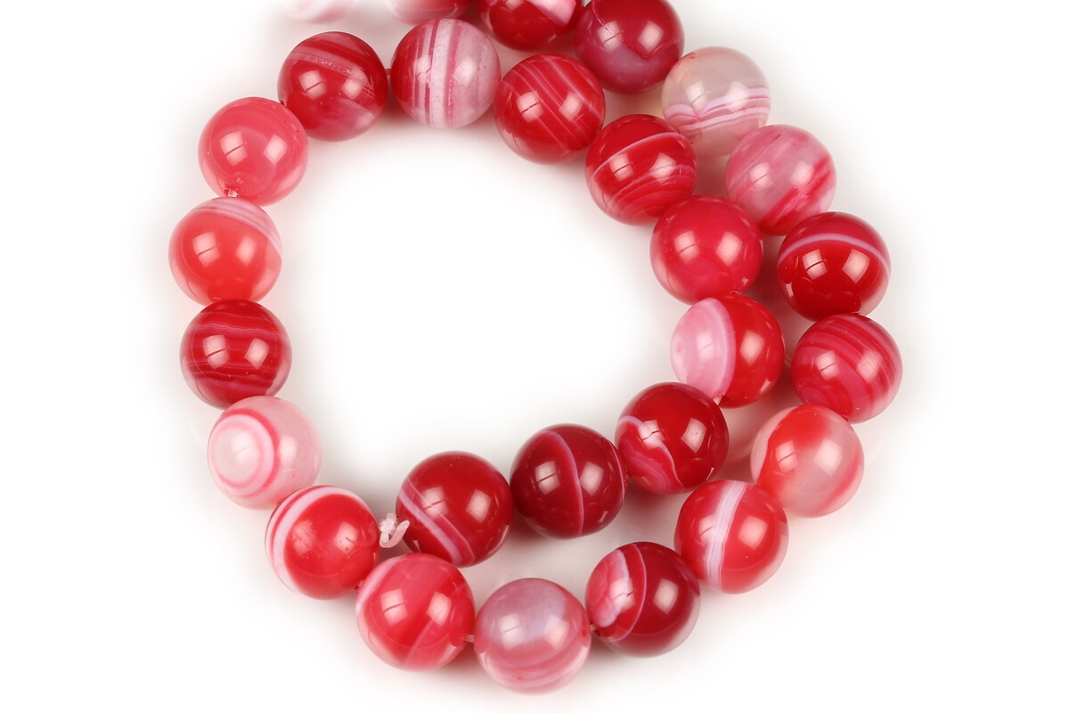 Margele agate striped sfere 14mm (sirag) - cerise