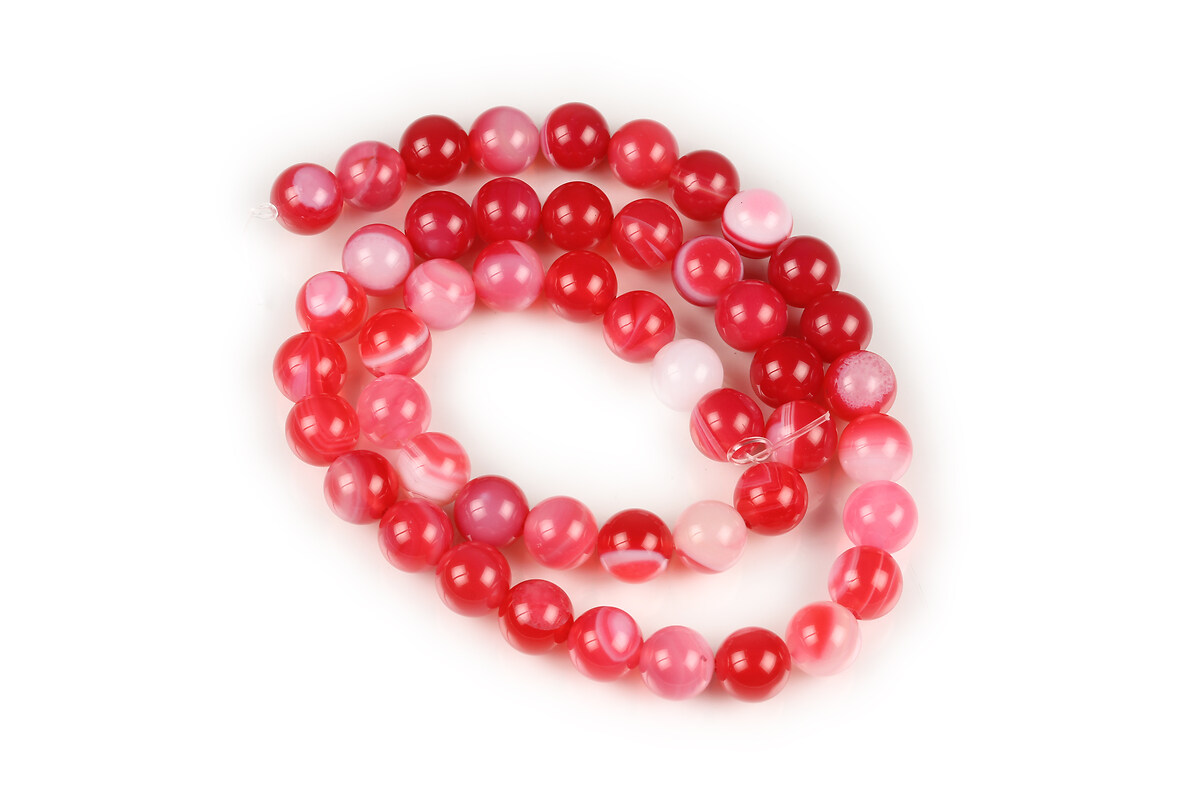 Margele agate striped sfere 8mm (sirag) - cerise