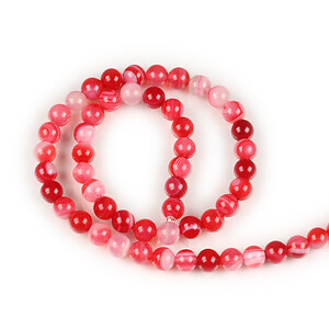 Margele agate striped sfere 6mm (sirag) - cerise