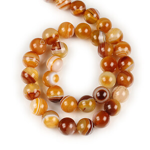 Margele agate striped sfere 10mm (sirag) - maro deschis