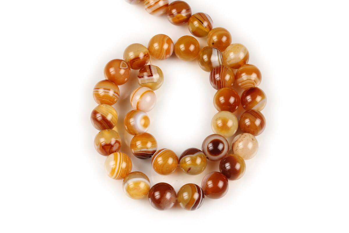 Margele agate striped sfere 10mm (sirag) - maro deschis