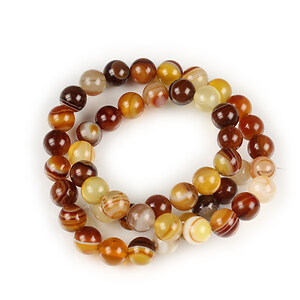 Margele agate striped sfere 8mm (sirag) - maro deschis