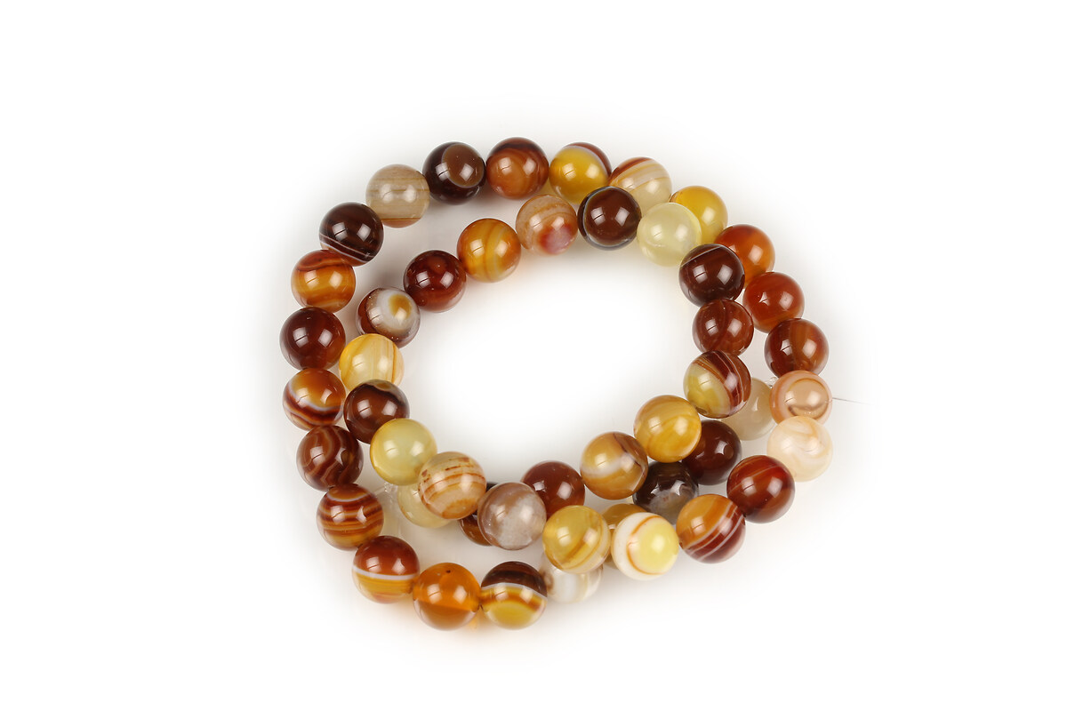 Margele agate striped sfere 8mm (sirag) - maro deschis