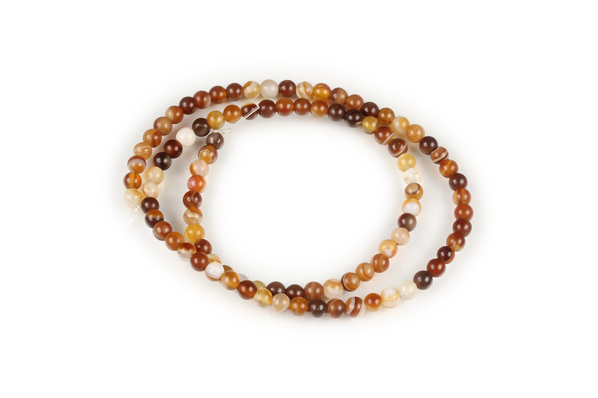 Margele agate striped sfere 4mm (sirag) - maro deschis