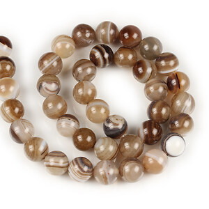 Margele agate striped sfere 10mm (sirag) - maro deschis