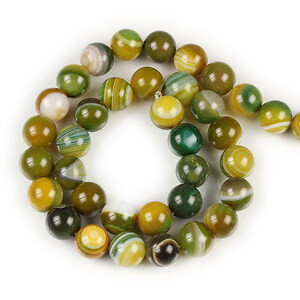 Margele agate striped sfere 10mm (sirag) - verde olive