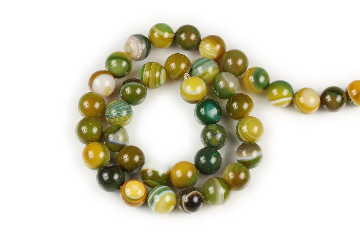 Margele agate striped sfere 10mm (sirag) - verde olive