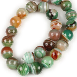 Margele agate striped sfere 14mm (sirag) - verde maro