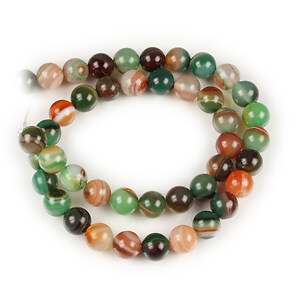 Margele agate striped sfere 8mm (sirag) - verde maro