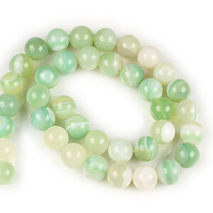 Margele agate striped sfere 10mm (sirag) - verde deschis