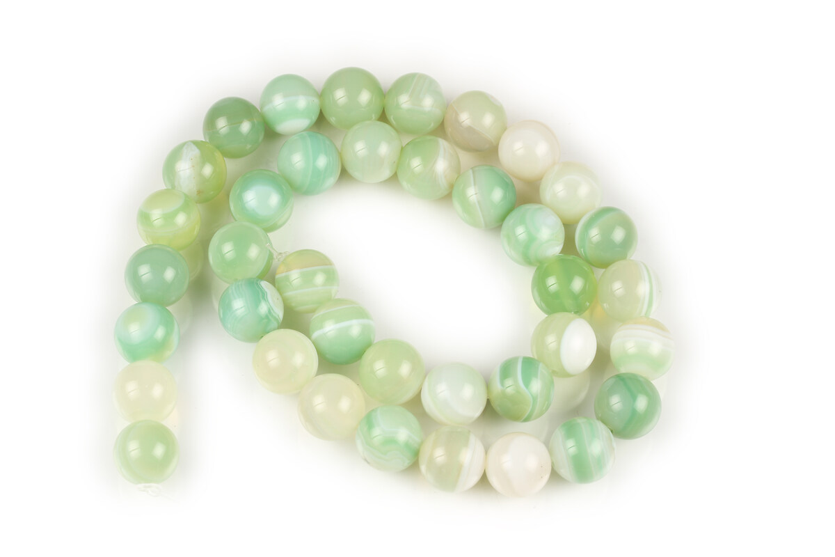 Margele agate striped sfere 10mm (sirag) - verde deschis