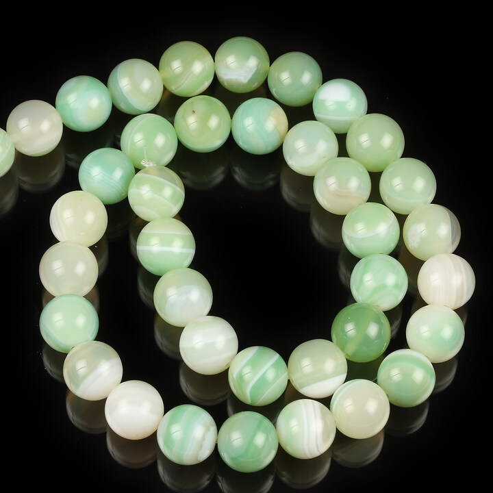 Margele agate striped sfere 10mm (sirag) - verde deschis