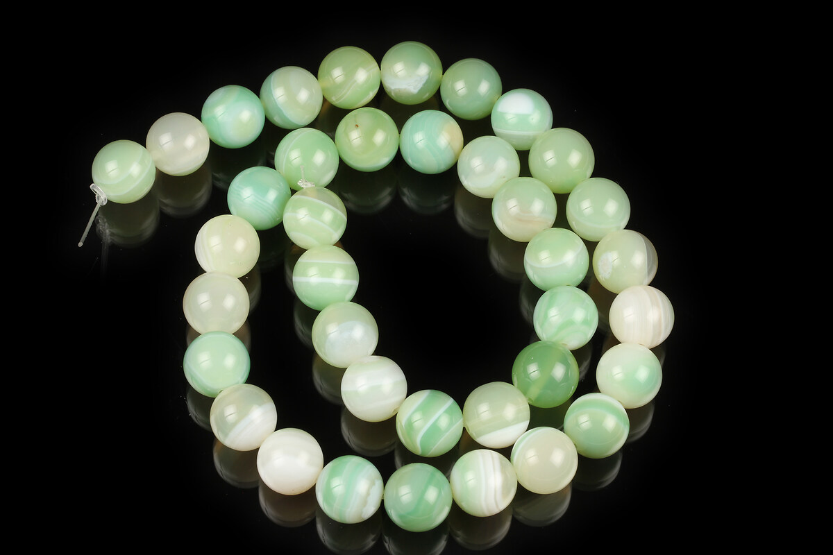 Margele agate striped sfere 10mm (sirag) - verde deschis