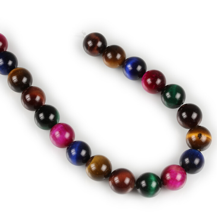 Margele scurt ochi de tigru multicolor sfere 10mm (sirag)