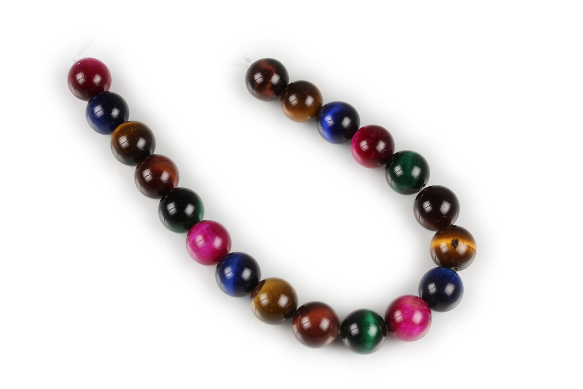 Margele scurt ochi de tigru multicolor sfere 10mm (sirag)