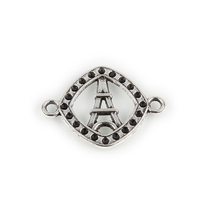 Link argintiu antichizat turnul Eiffel 24x18mm