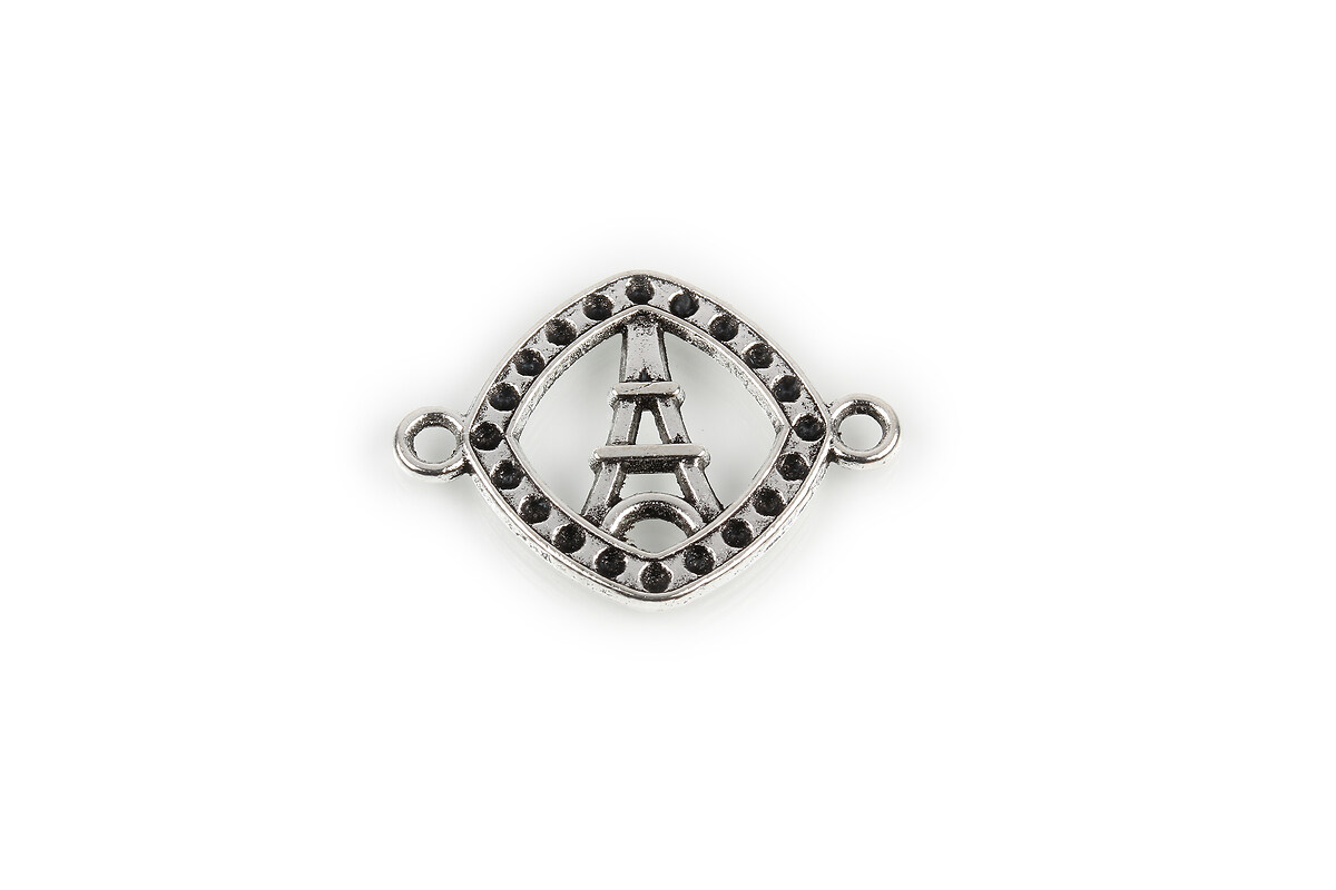 Link argintiu antichizat turnul Eiffel 24x18mm