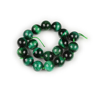 Margele scurt ochi de tigru verde sfere 10mm (sirag)