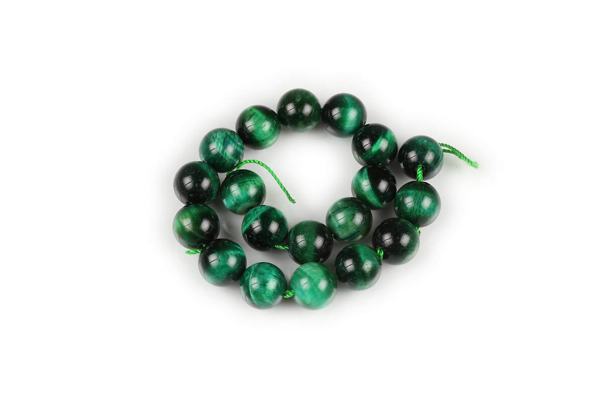 Margele scurt ochi de tigru verde sfere 10mm (sirag)