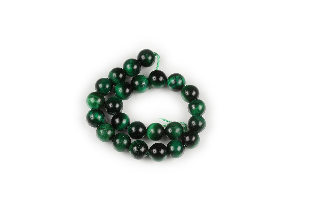 Margele scurt ochi de tigru verde sfere 8mm (sirag)