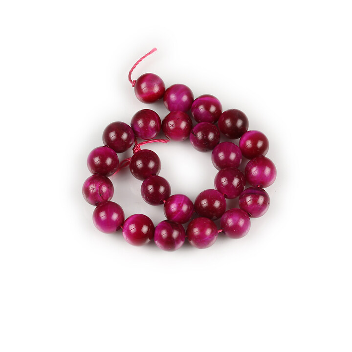 Margele scurt ochi de tigru fucsia sfere 8mm (sirag)