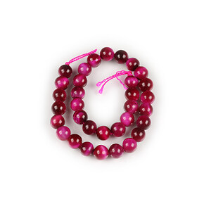 Margele scurt ochi de tigru fucsia sfere 6mm (sirag)