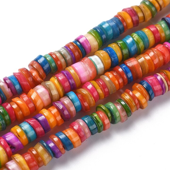 Margele sidef multicolor rondele Heishi 1,5-2,5x5-7mm (sirag)