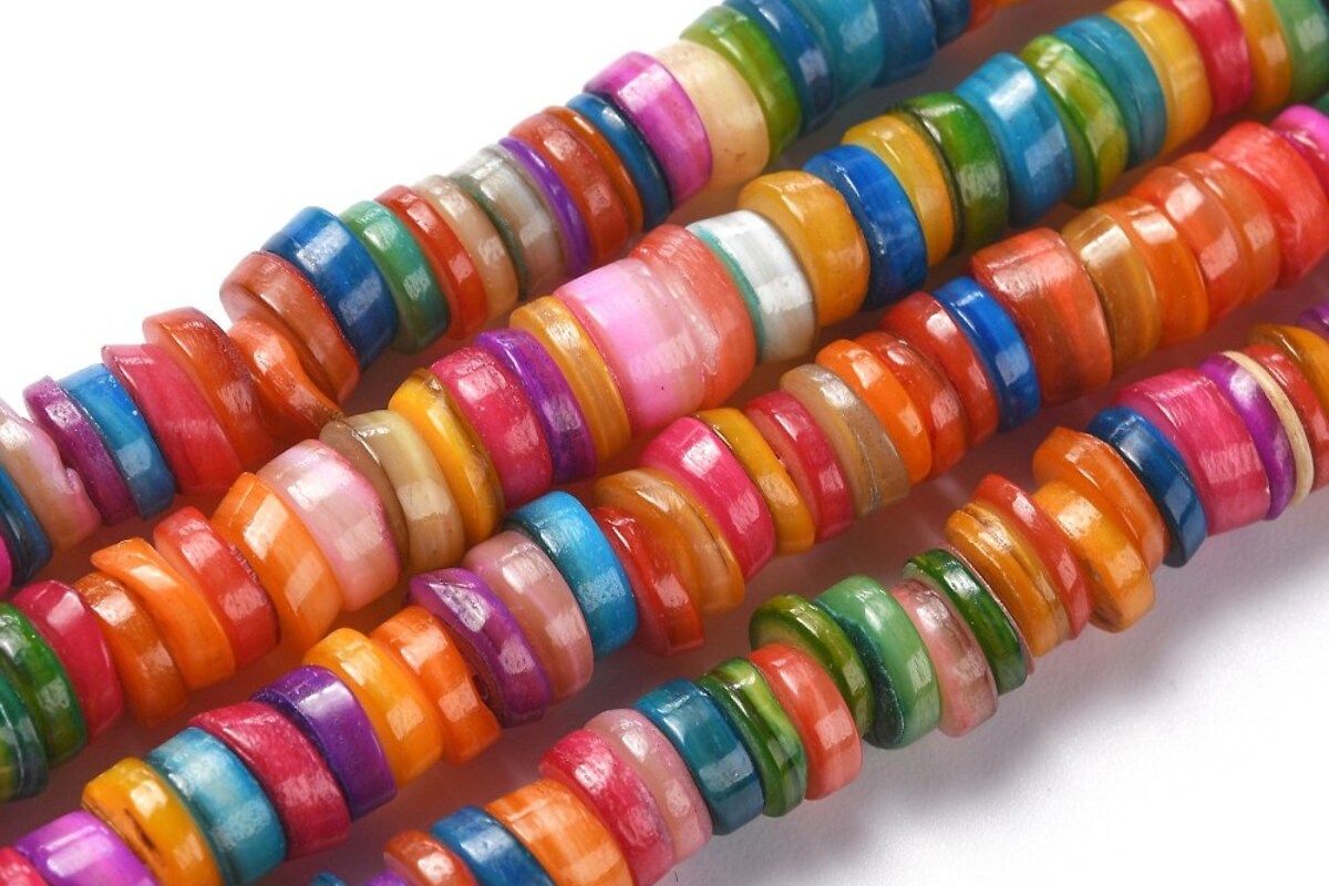 Margele sidef multicolor rondele Heishi 1,5-2,5x5-7mm (sirag)